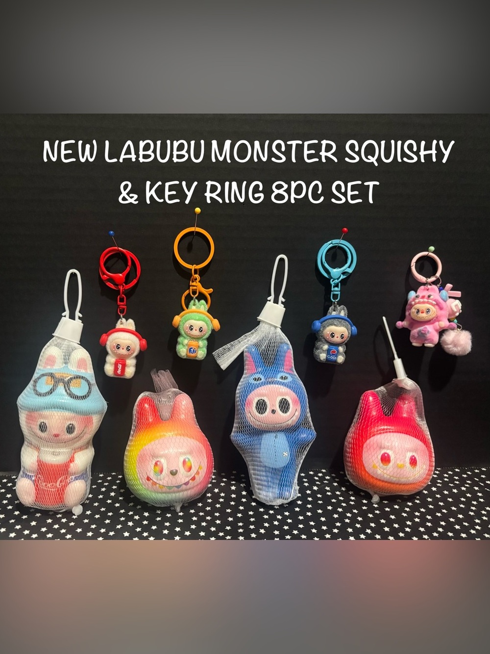 NEW LABUBU THE MONSTERS BUNDLE SQUISHIE KEYRING 8PC SET CONFIRMED